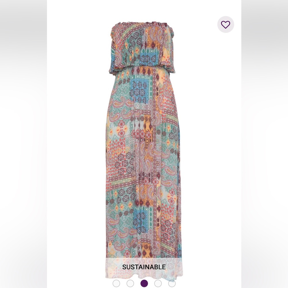 Sustainable patchwork boho festival lightweight bandeau maxi dress - Picture 3 of 7